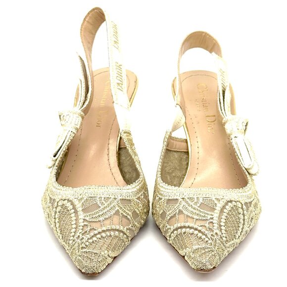 DIOR J'ADIOR Butterfly Macrame Embroidered Slingback Sandals Heels Pumps - Picture 6 of 15